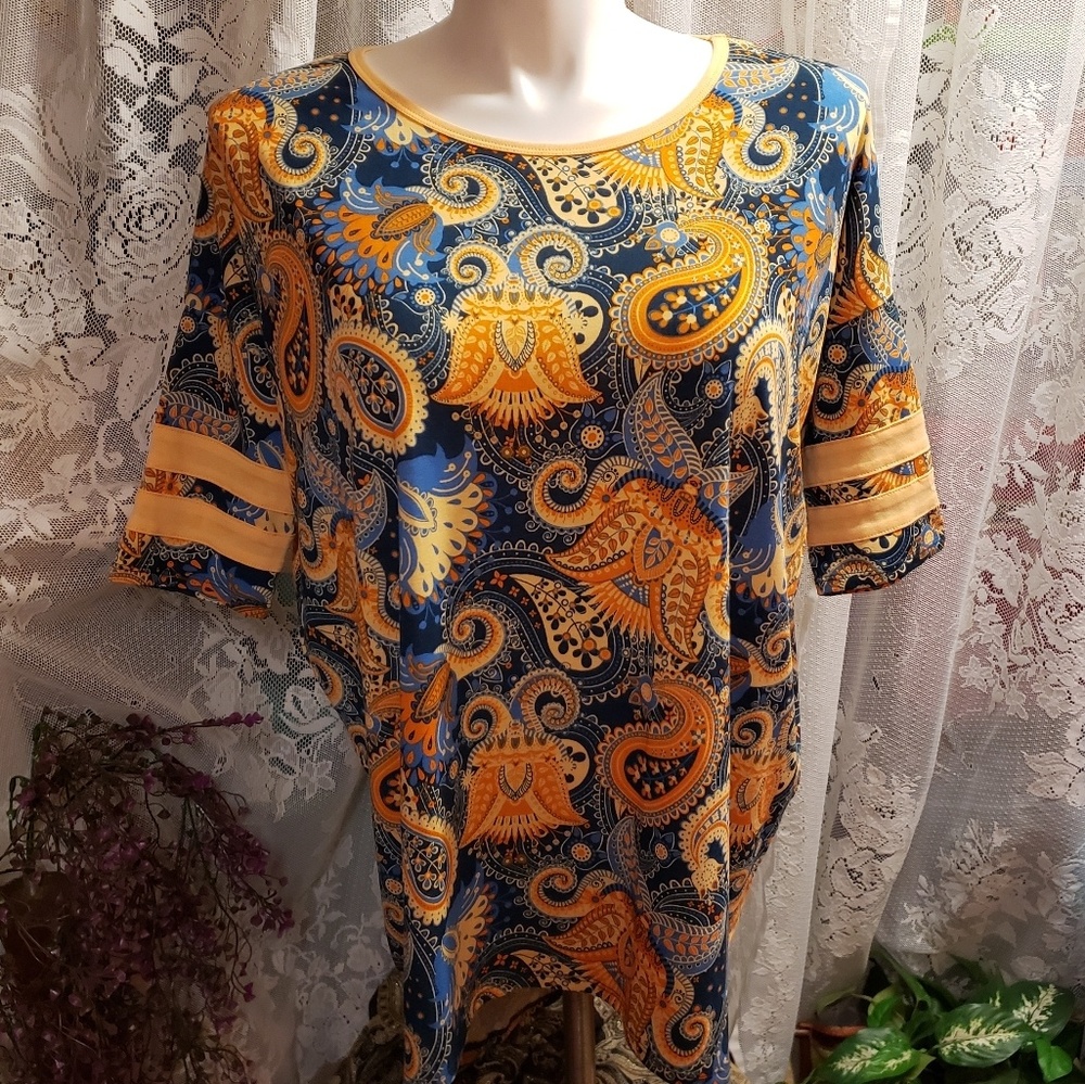 Lularoe baseball paisley baggy tee tunic top s/s m